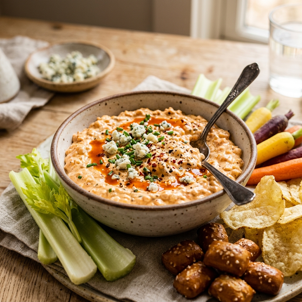 Buffalo Cottage Cheese Dip