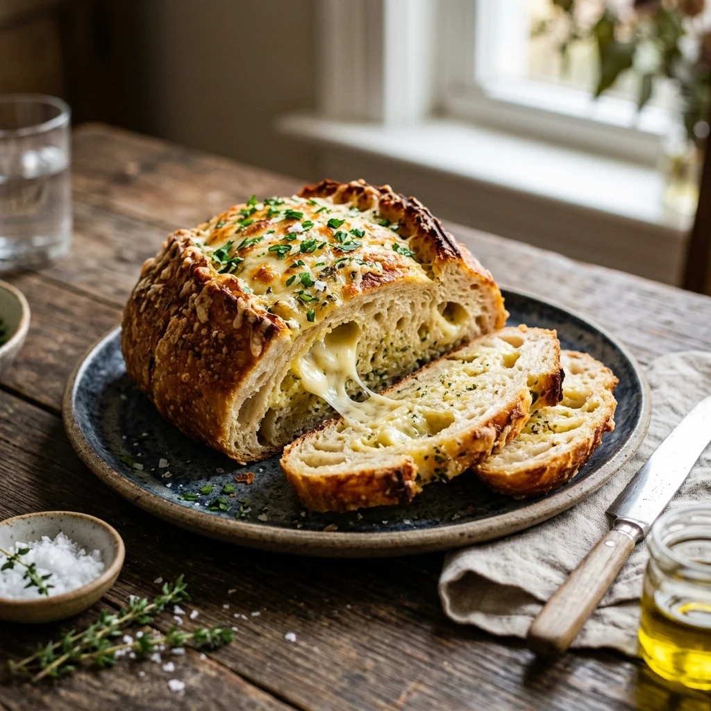 Cheesy Garlic Sourdough Bread