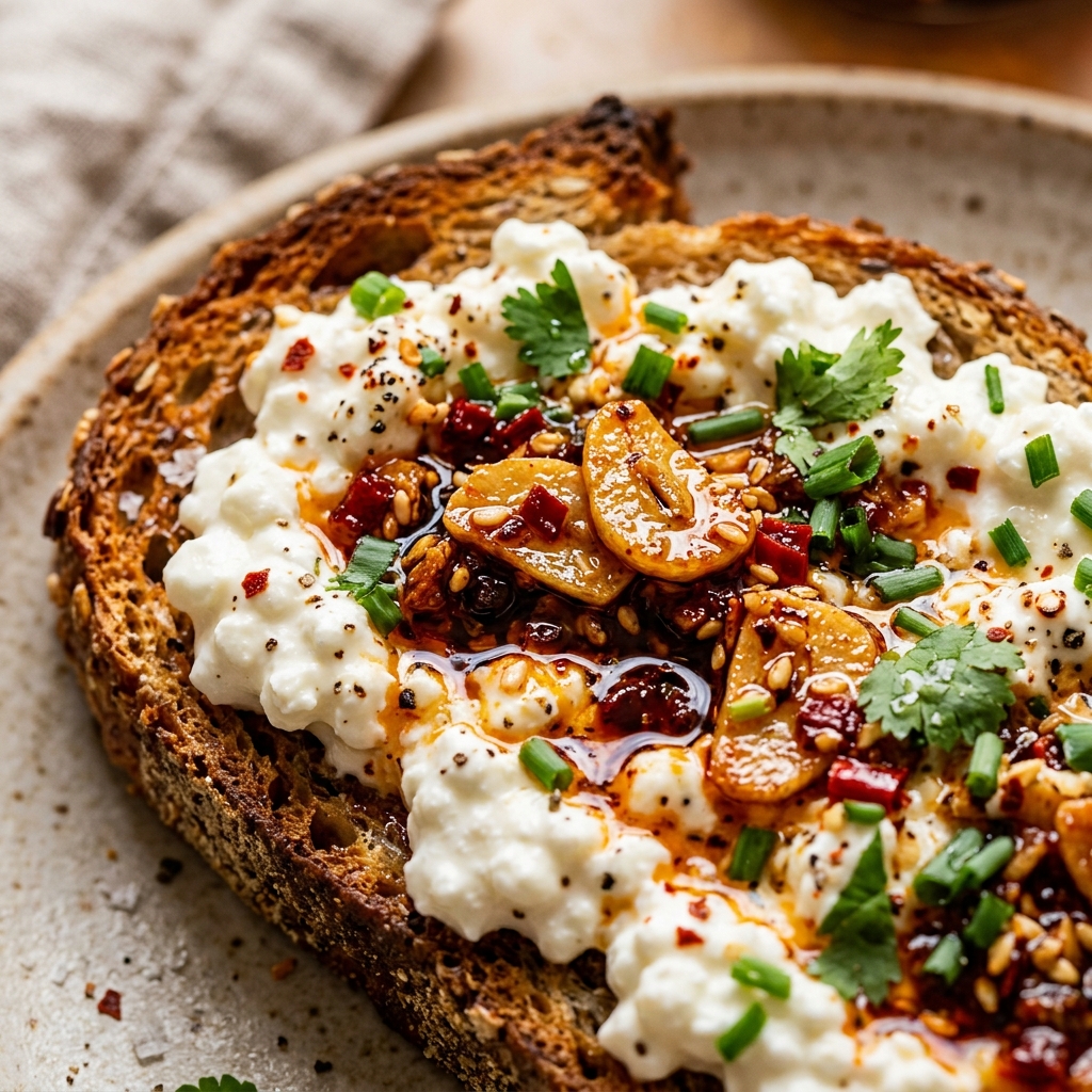 Chili Crisp Cottage Cheese Toast