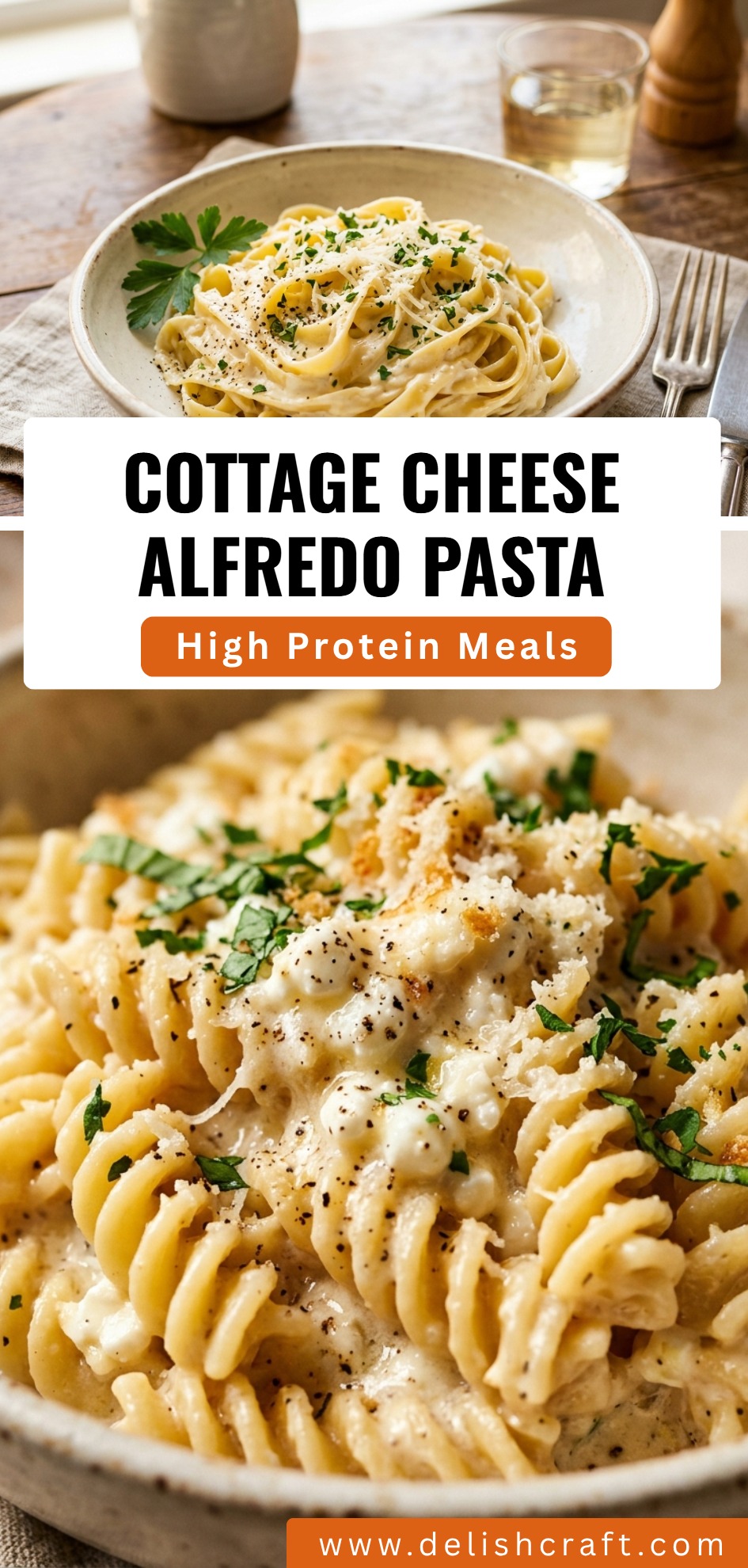 Cottage Cheese Alfredo Pasta