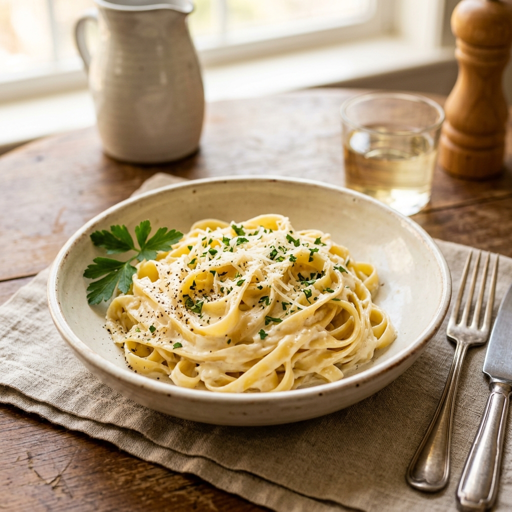 Cottage Cheese Alfredo Pasta