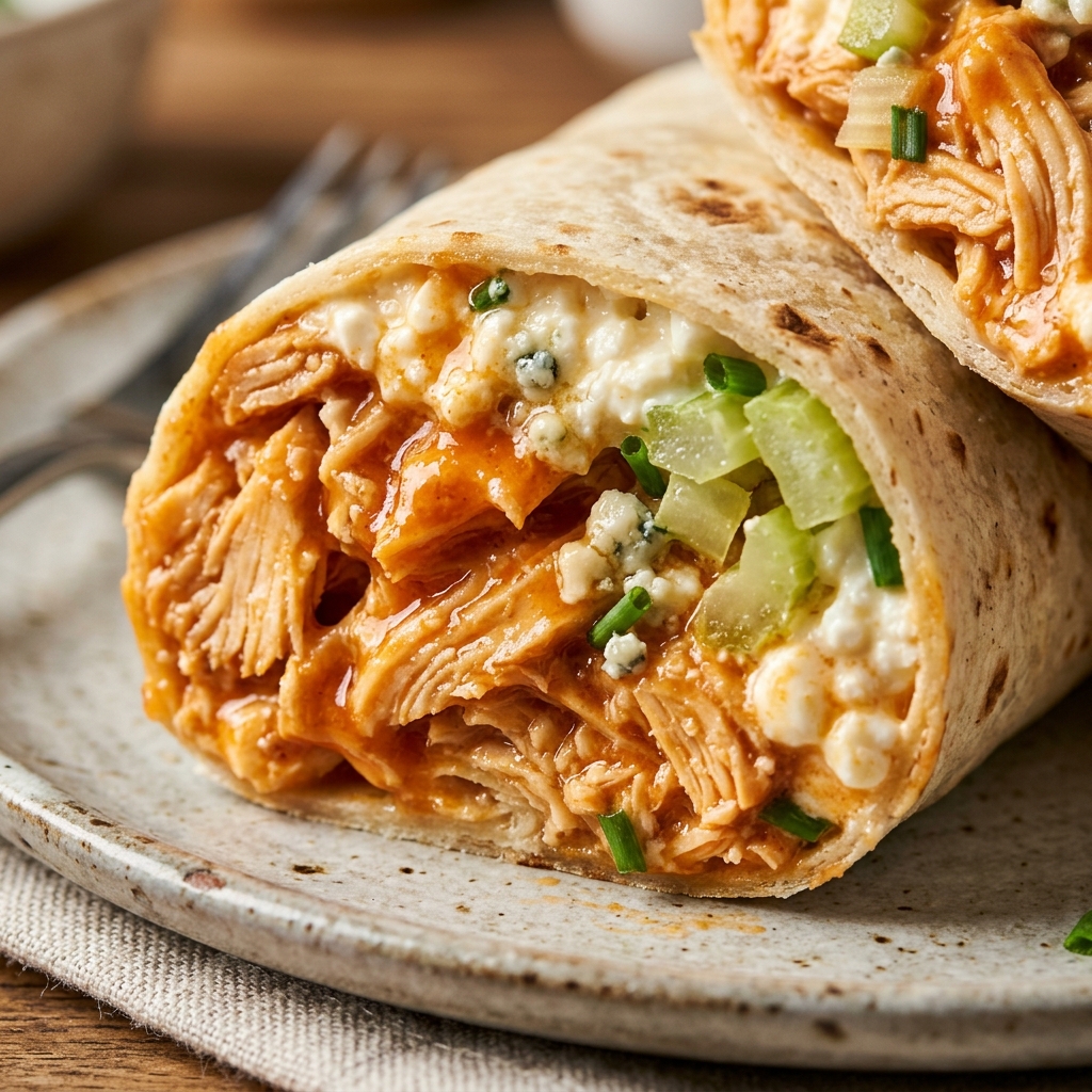 Cottage Cheese Buffalo Chicken Wrap
