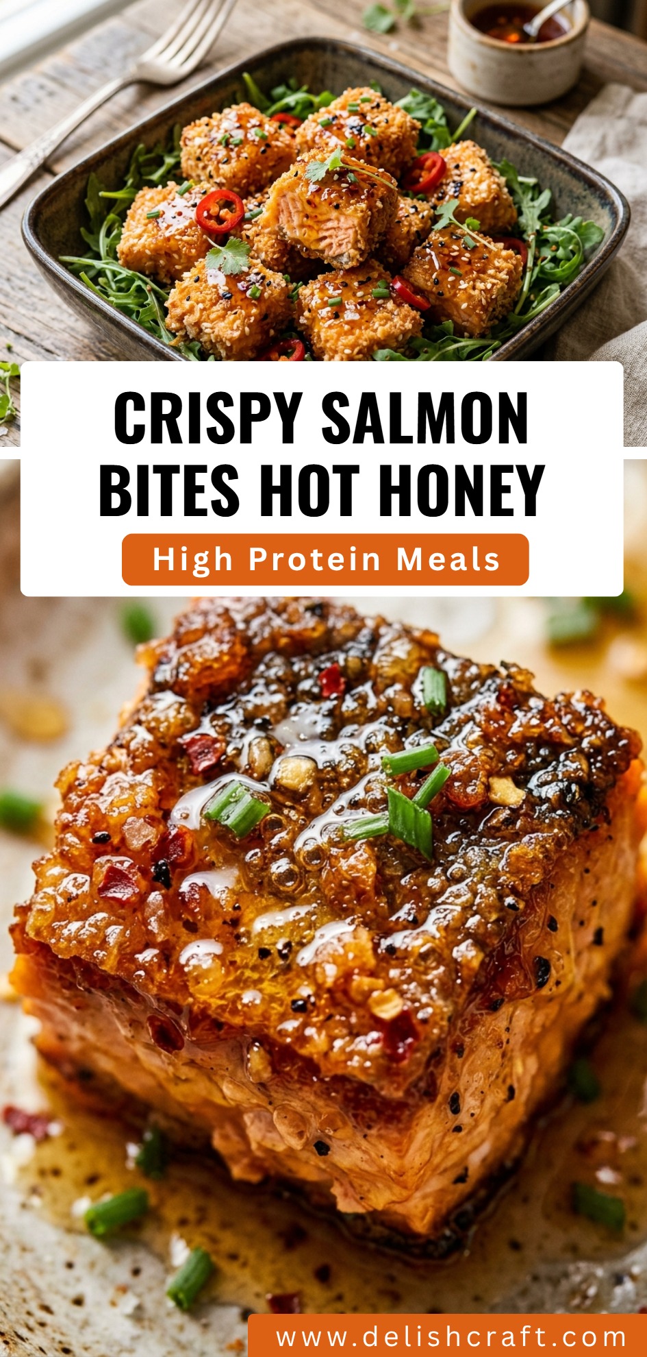 Crispy Salmon Bites Hot Honey