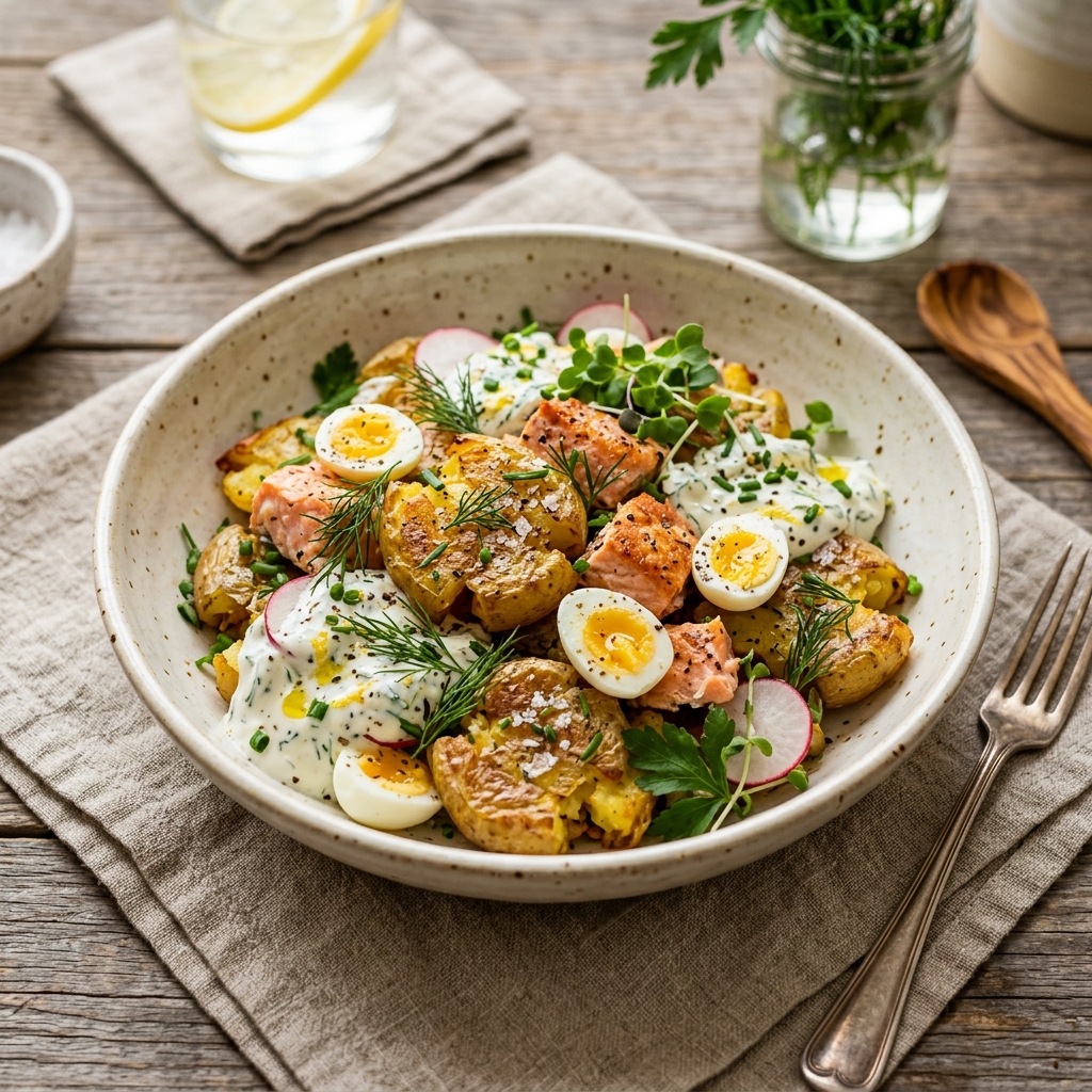 Crispy Smashed Potato Salad Protein