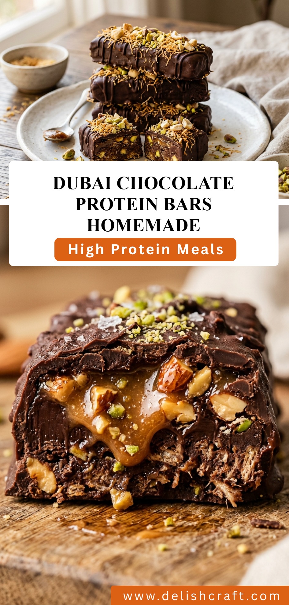 Dubai Chocolate Protein Bars Homemade