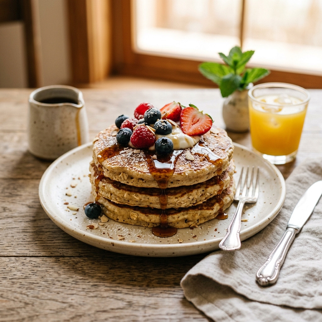 Egg White Oatmeal Pancakes