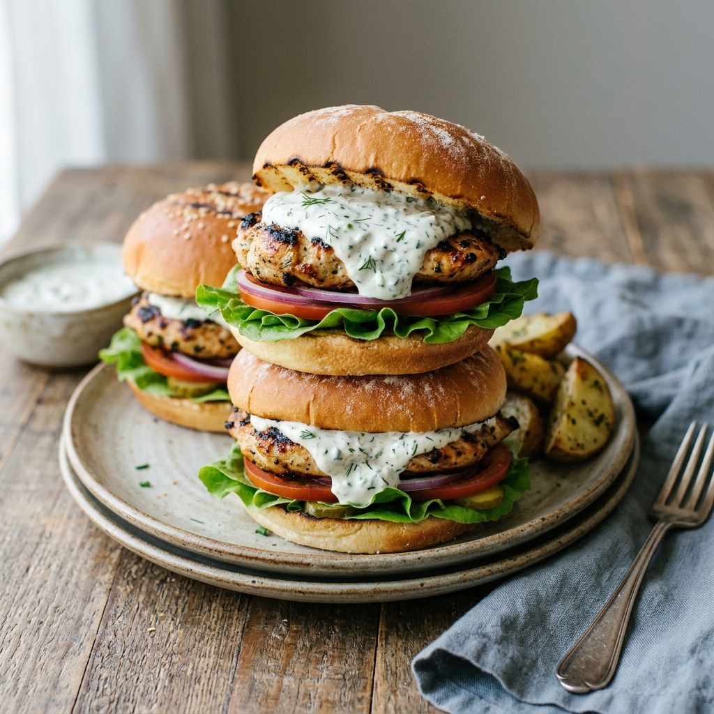 Greek Yogurt Ranch Chicken Burgers