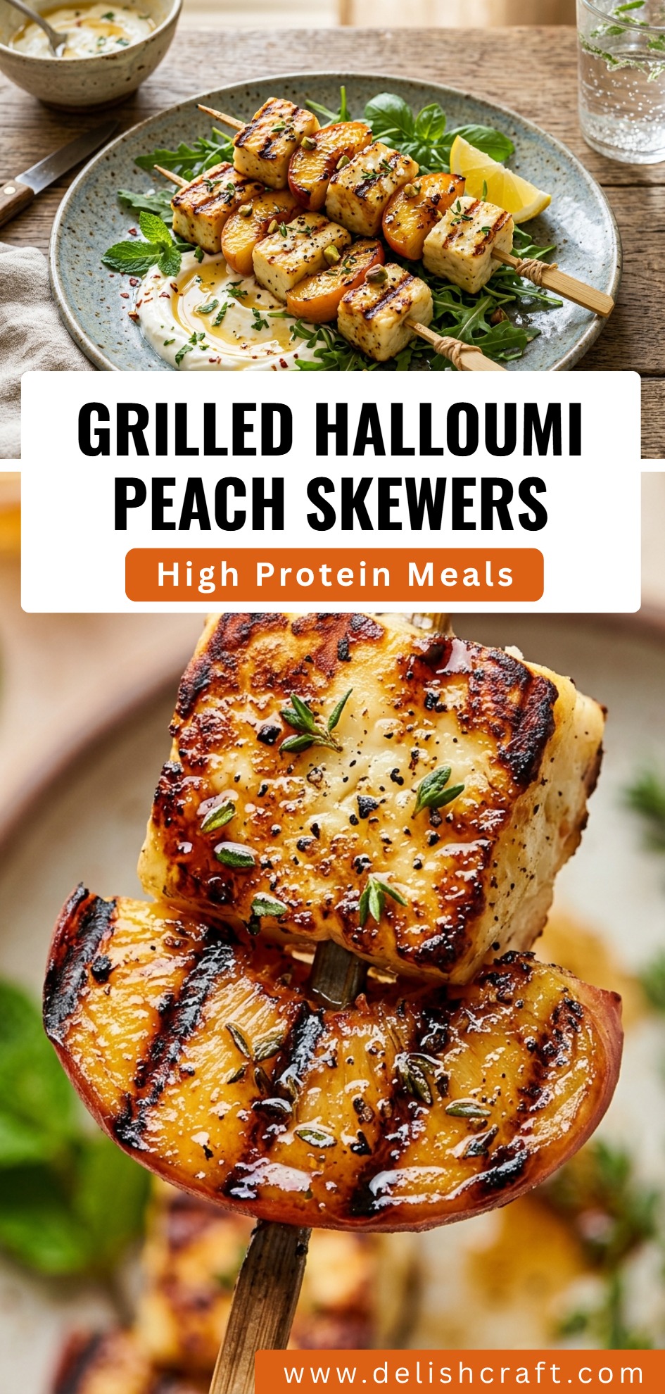 Grilled Halloumi Peach Skewers