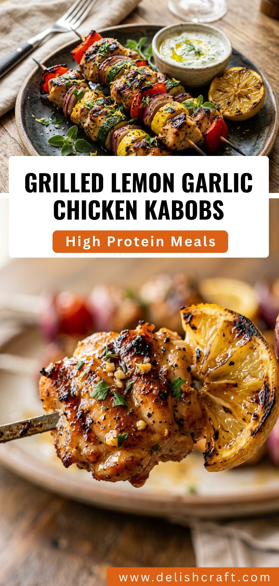 Grilled Lemon Garlic Chicken Kabobs