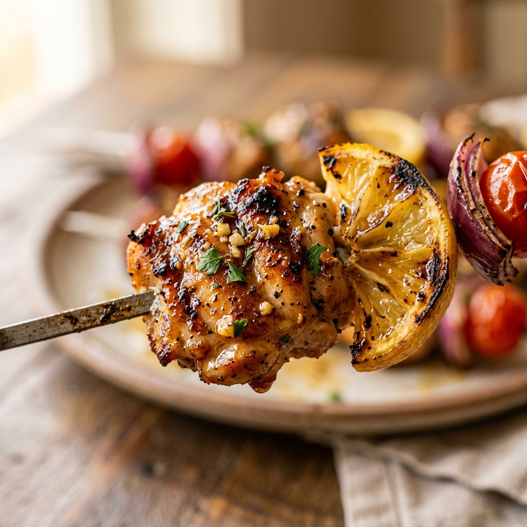 Grilled Lemon Garlic Chicken Kabobs
