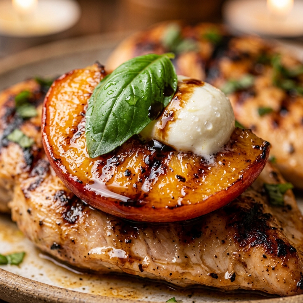 Grilled Peach Caprese Chicken