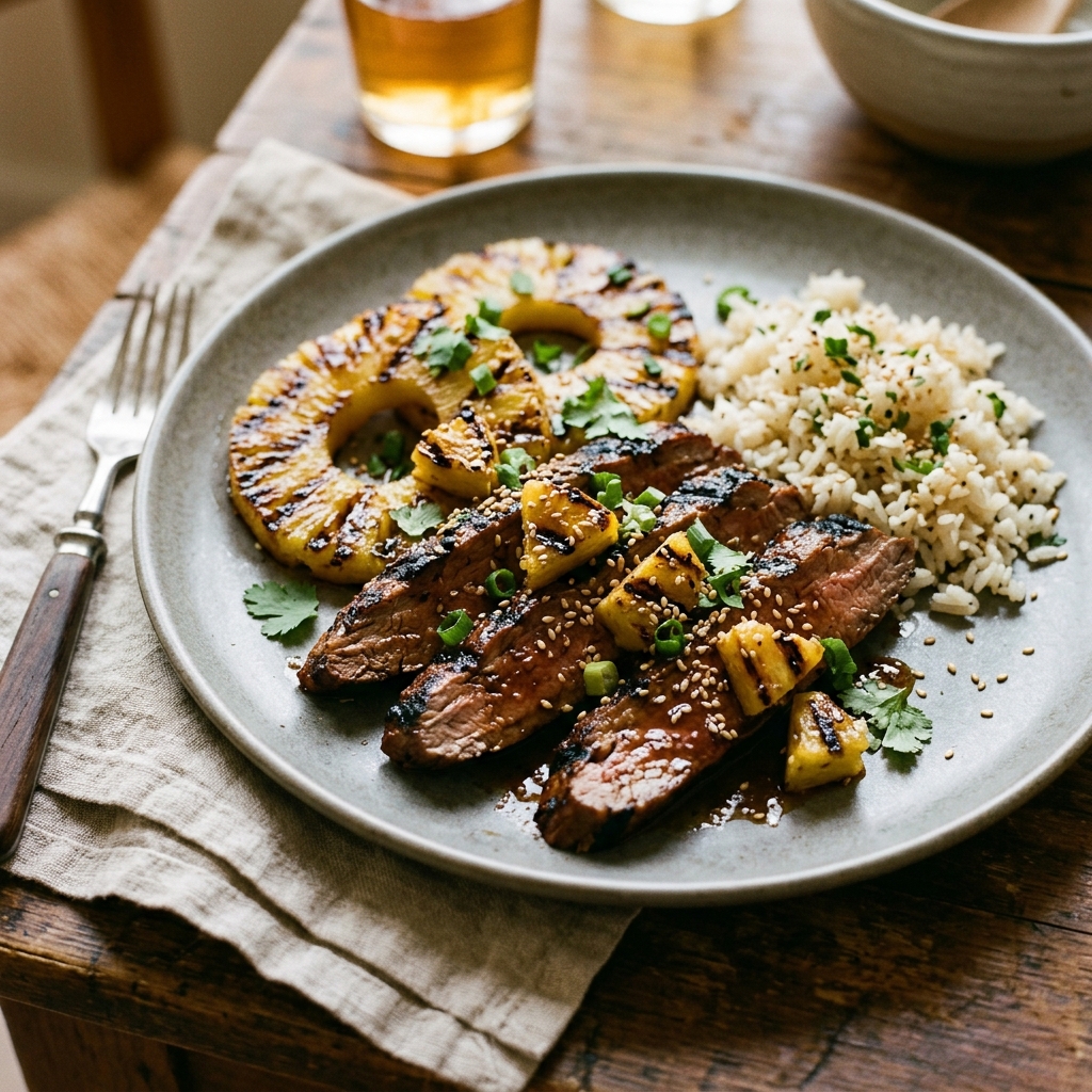 Grilled Pineapple Teriyaki Steak
