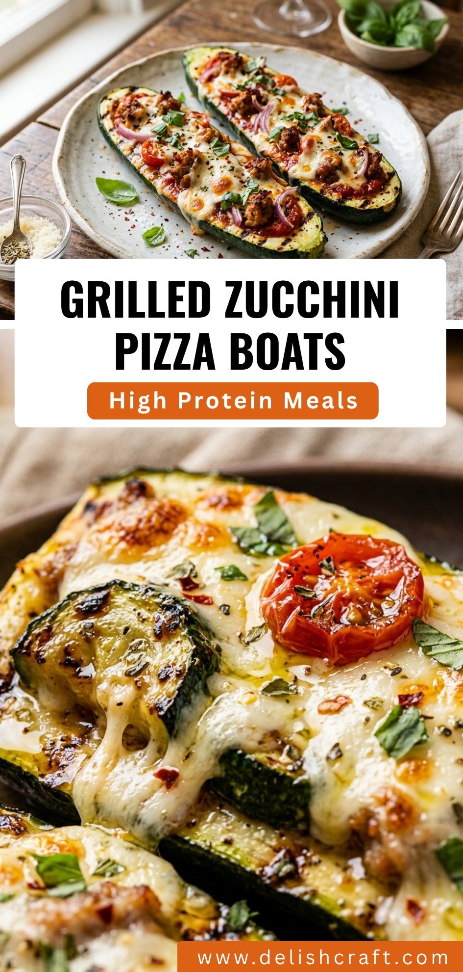 Grilled Zucchini Pizza Boats