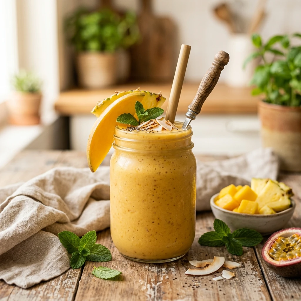 Healthy Tropical Mango Pineapple Smoothie