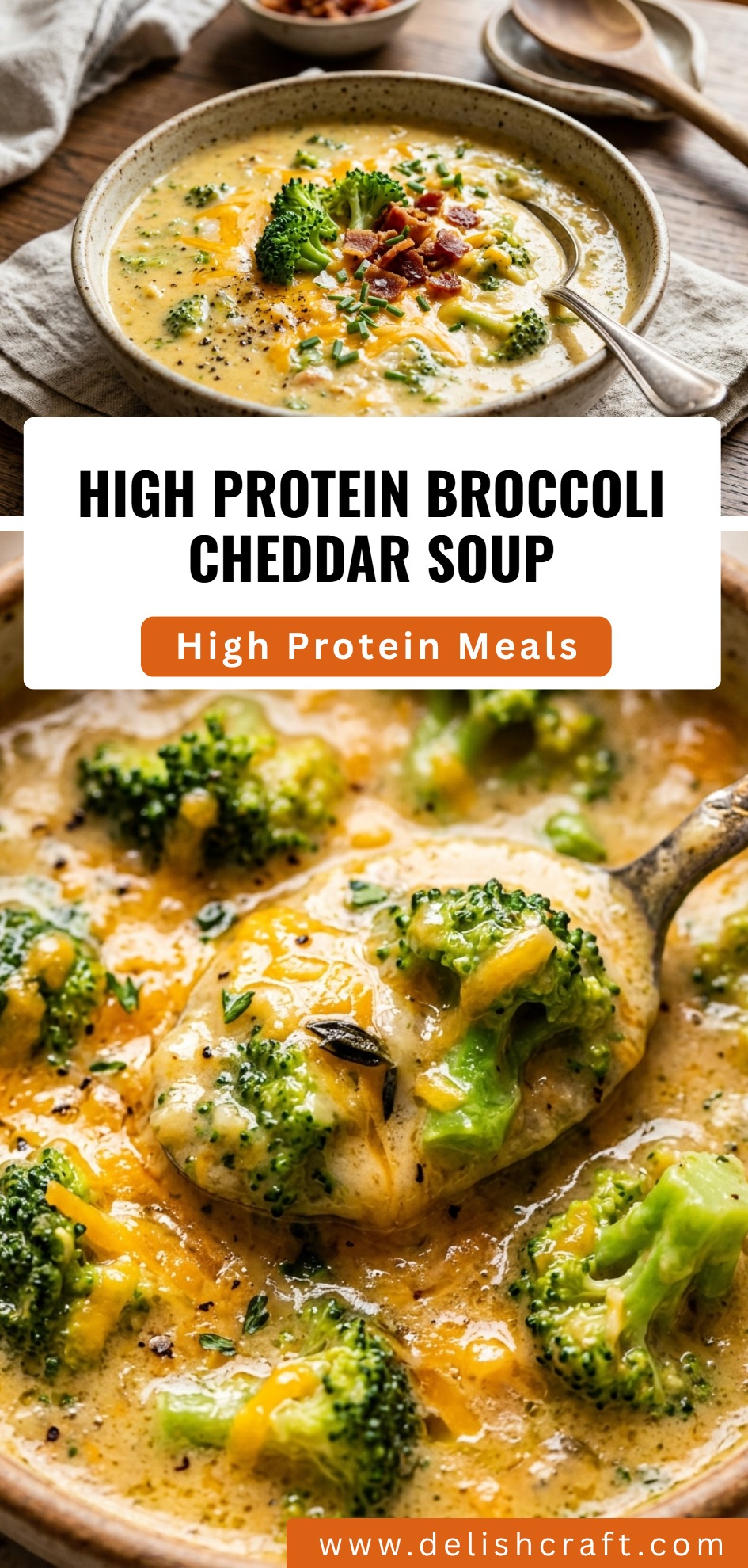 High Protein Broccoli Cheddar Soup