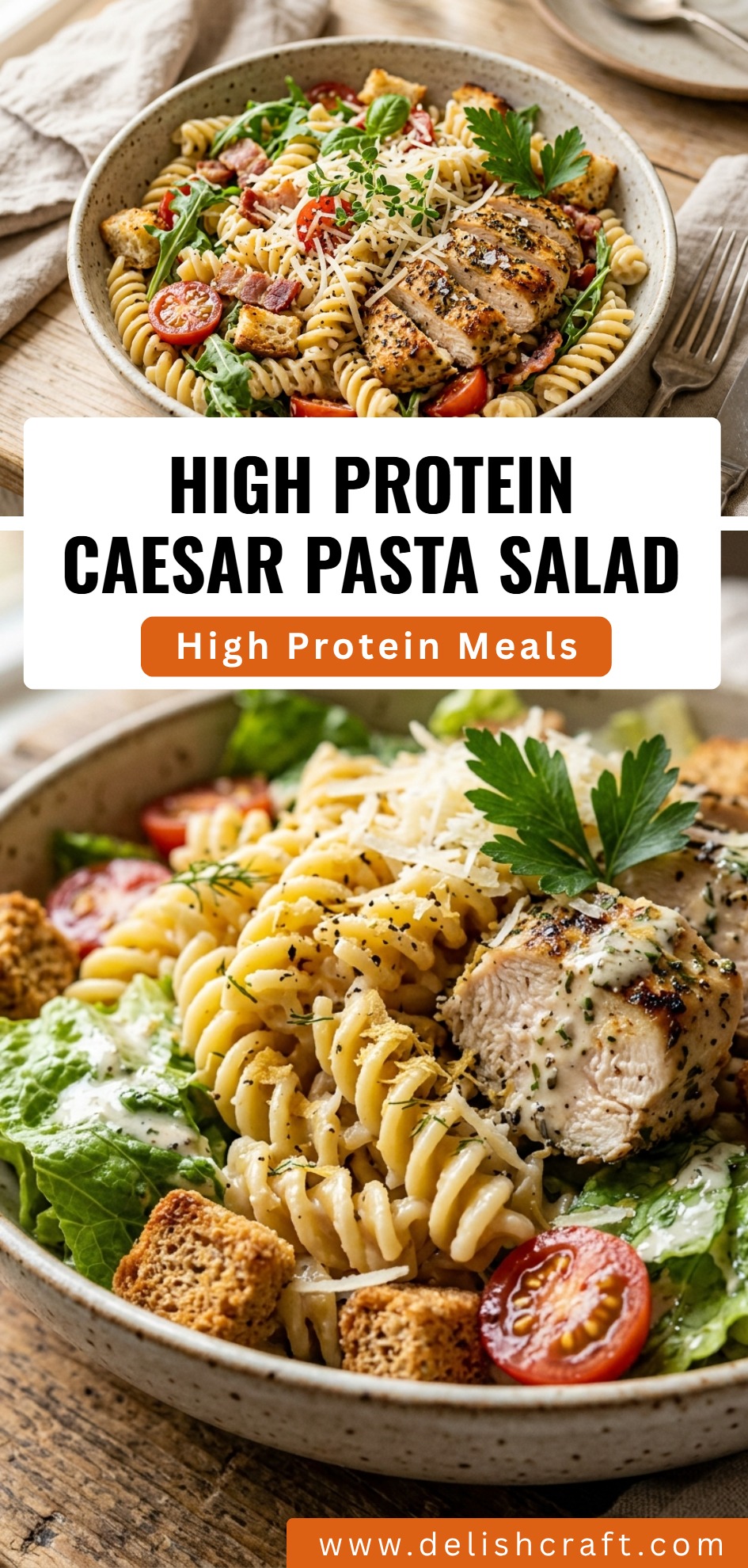 High Protein Caesar Pasta Salad