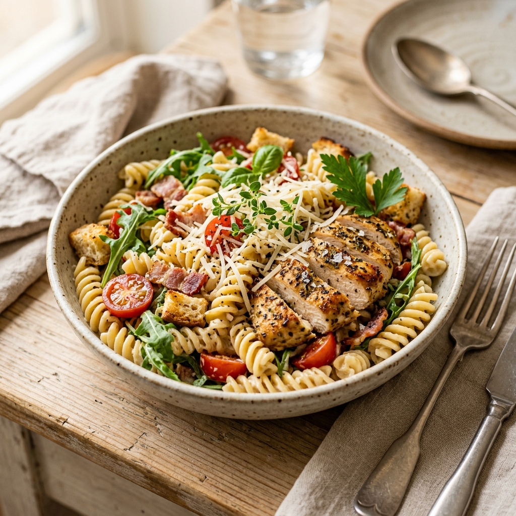 High Protein Caesar Pasta Salad