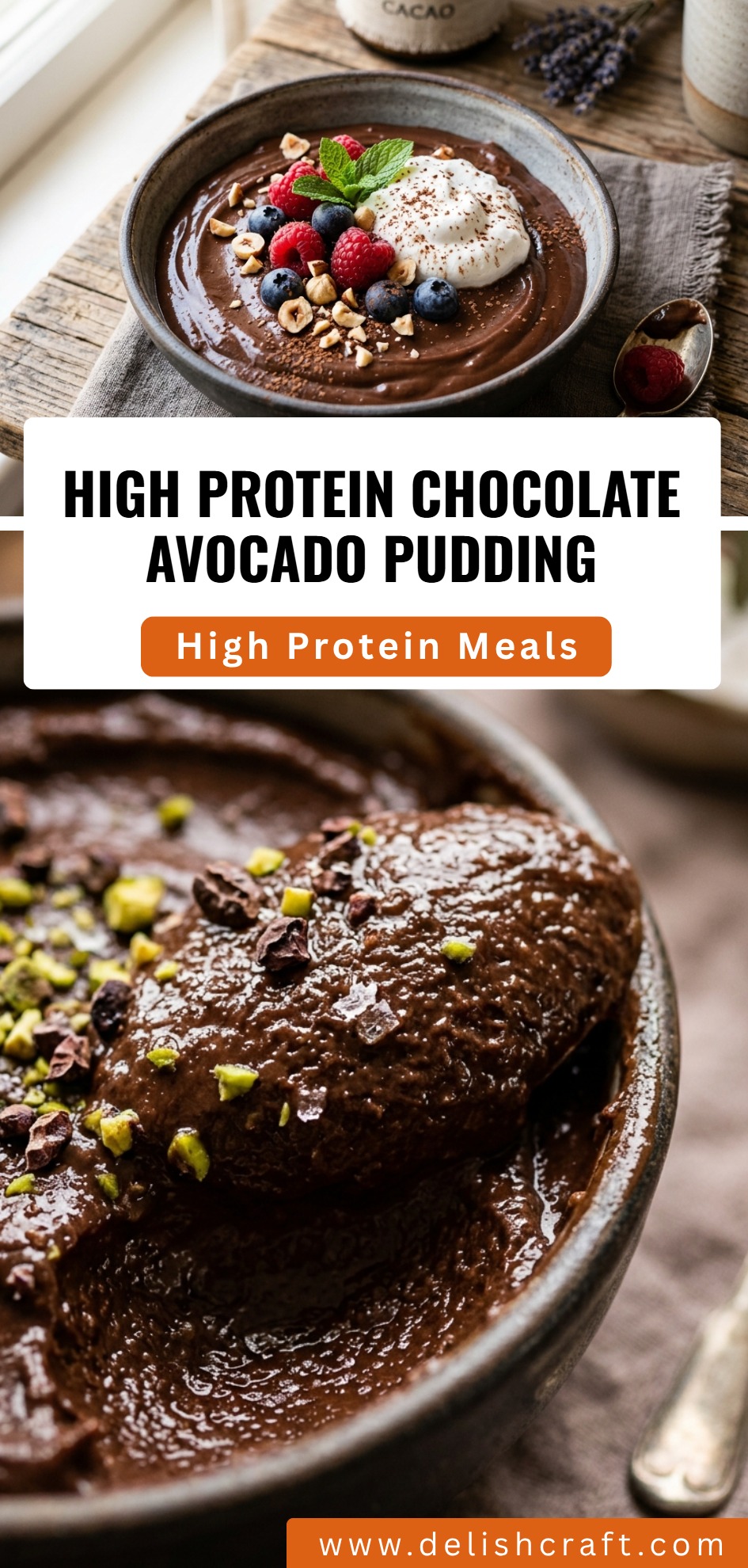 High Protein Chocolate Avocado Pudding