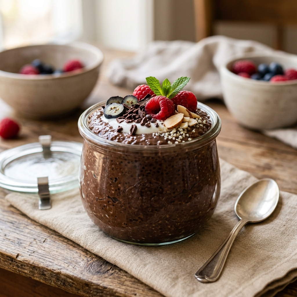 High Protein Chocolate Chia Pudding
