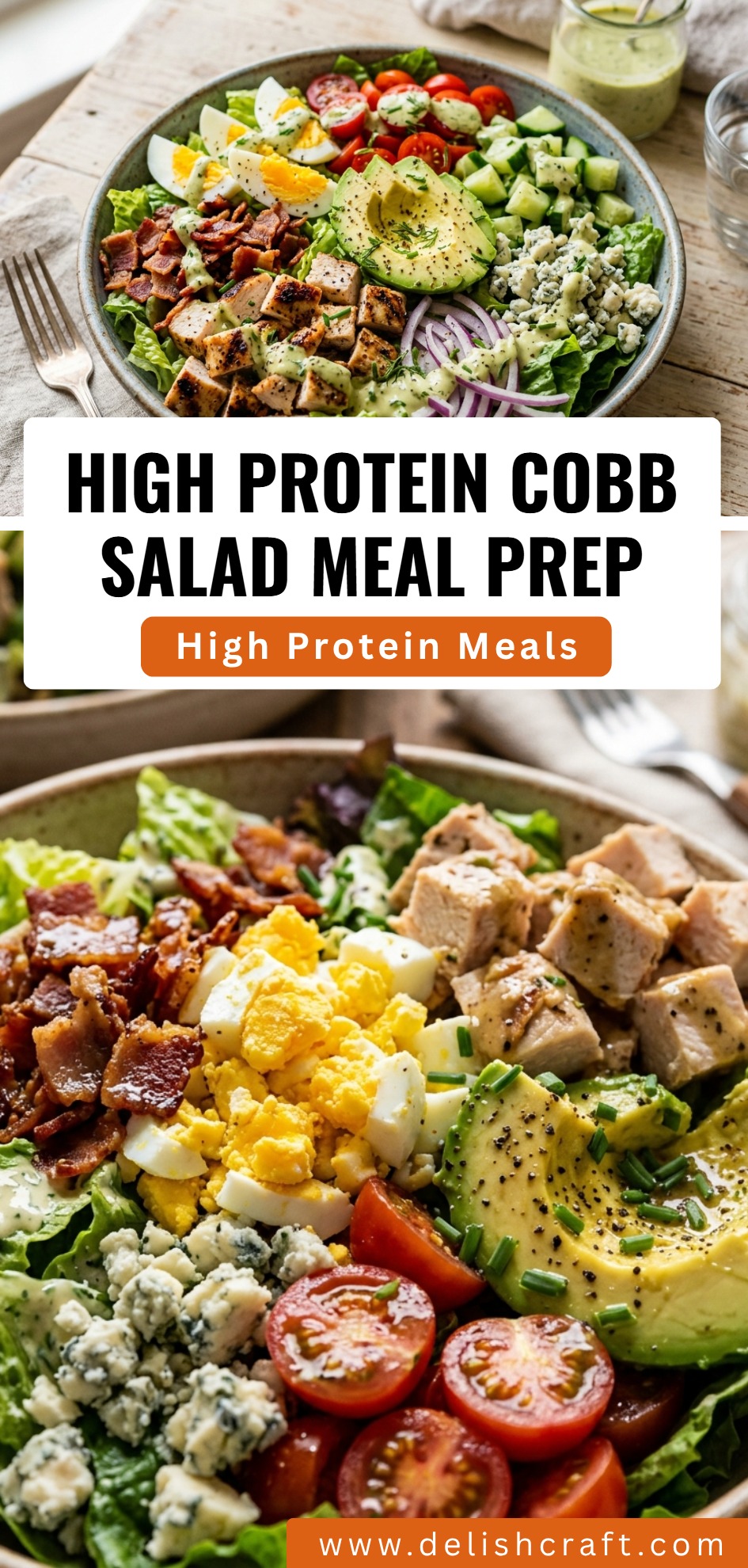 High Protein Cobb Salad Meal Prep