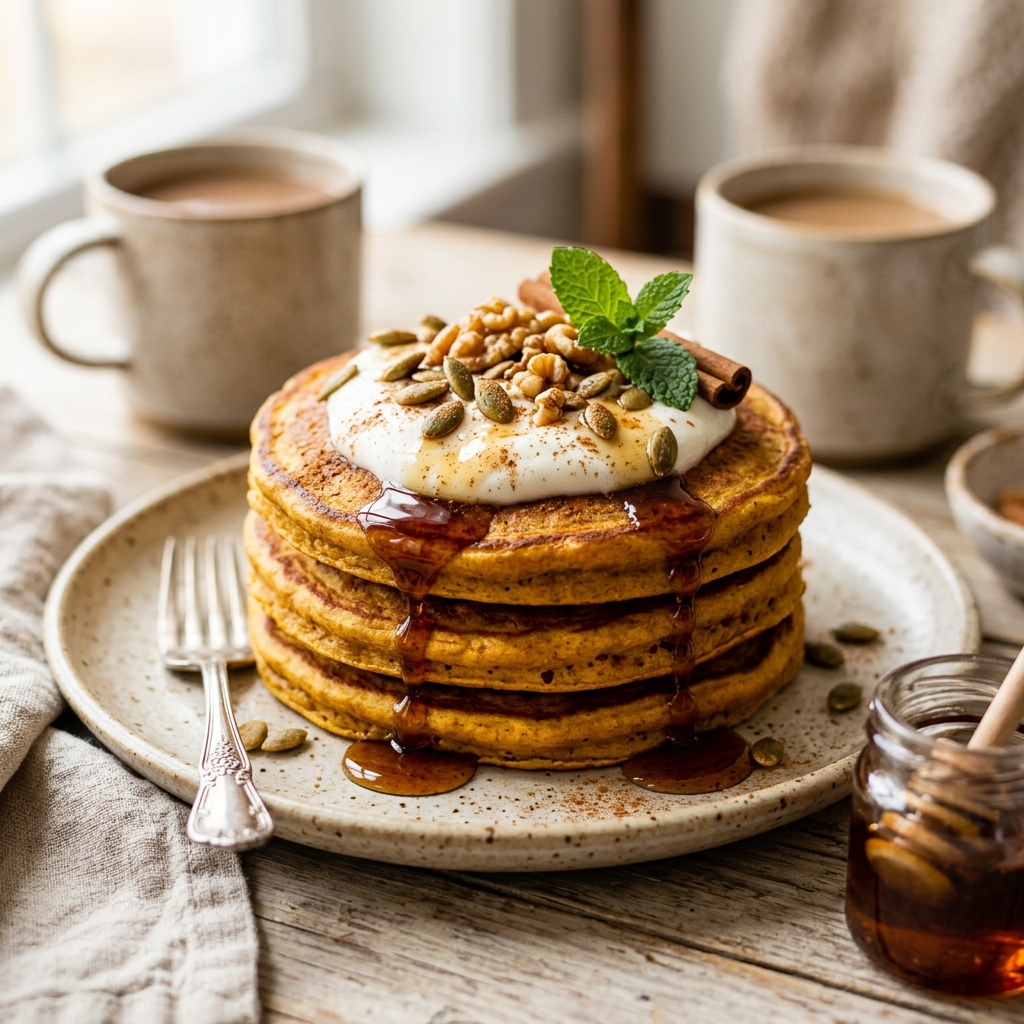 High Protein Pumpkin Pancakes