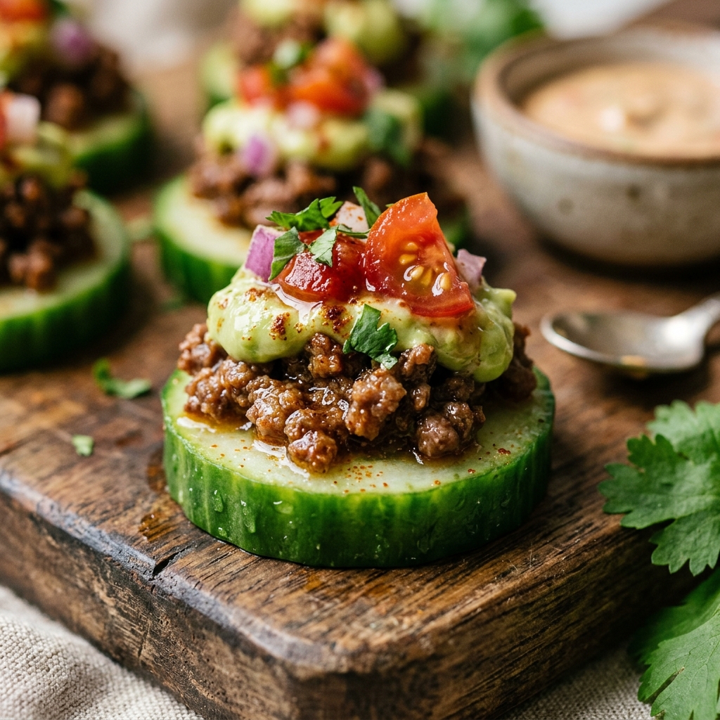 High Protein Taco Cucumber Bites