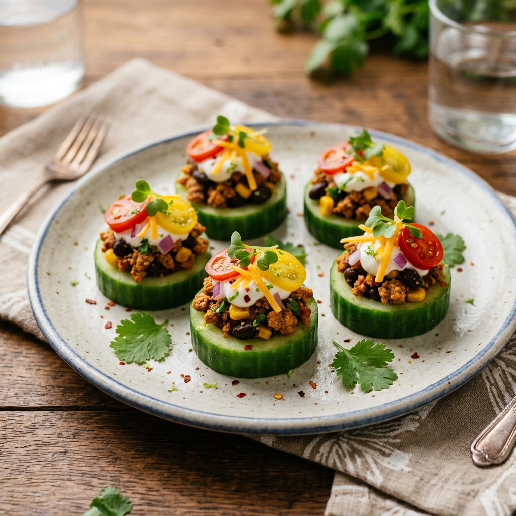 High Protein Taco Cucumber Bites