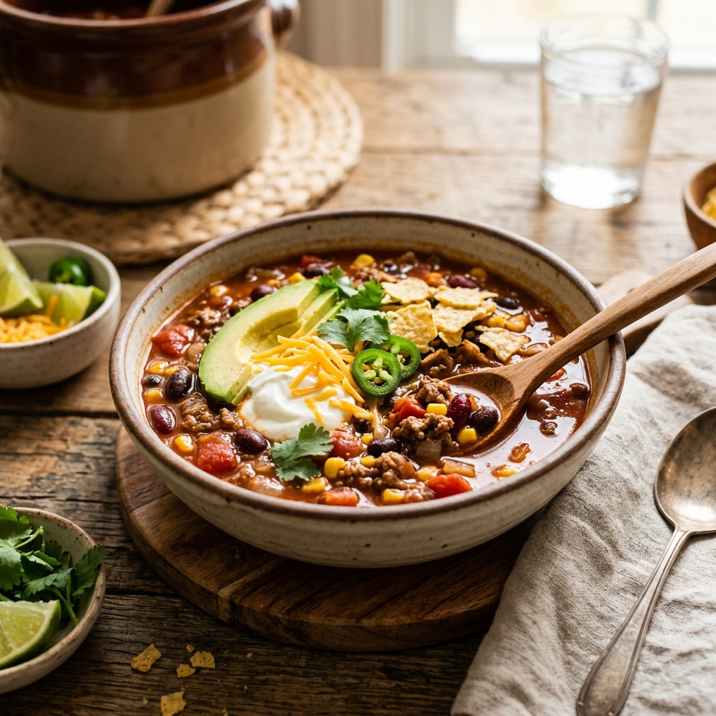 High Protein Taco Soup Crockpot