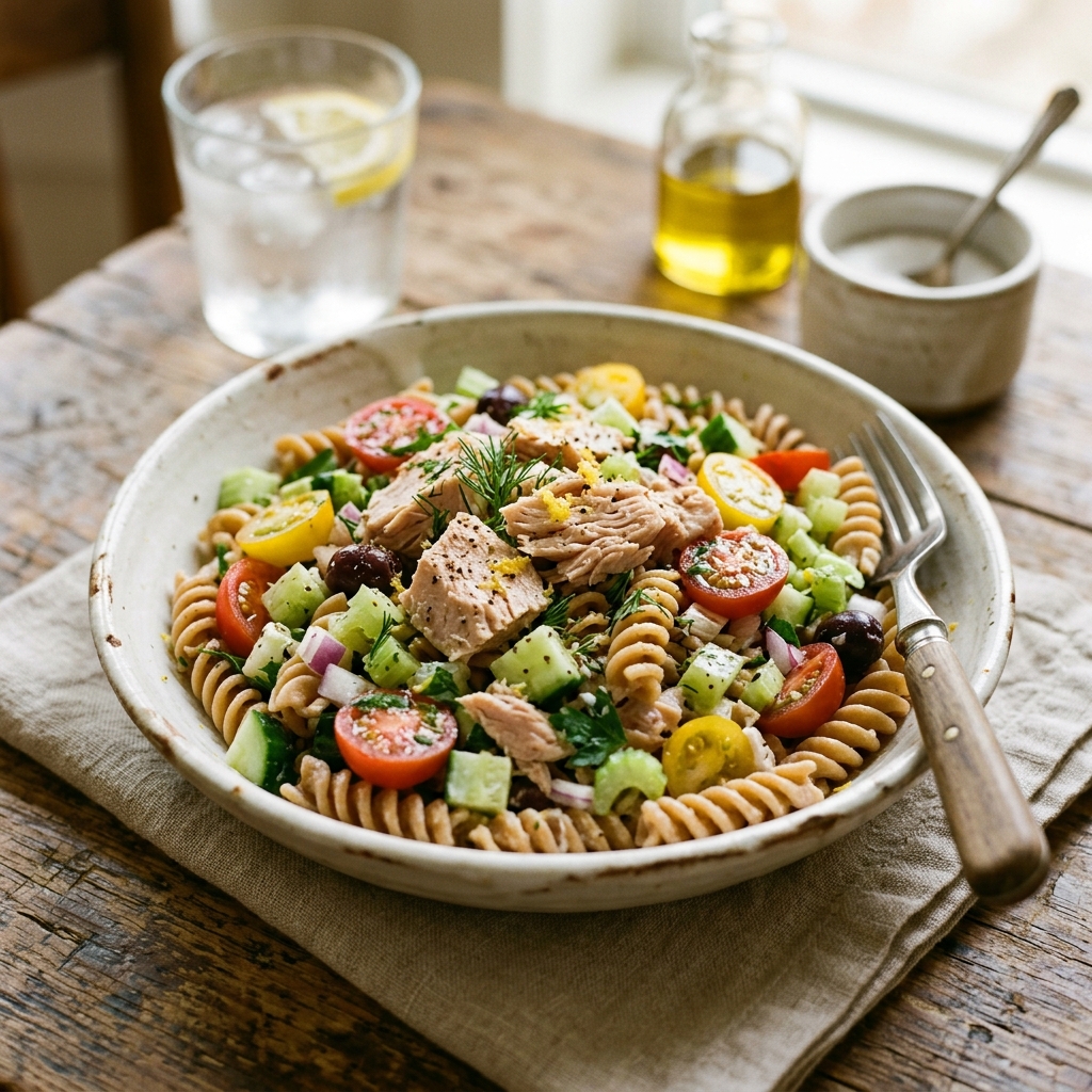 High Protein Tuna Pasta Salad Cold