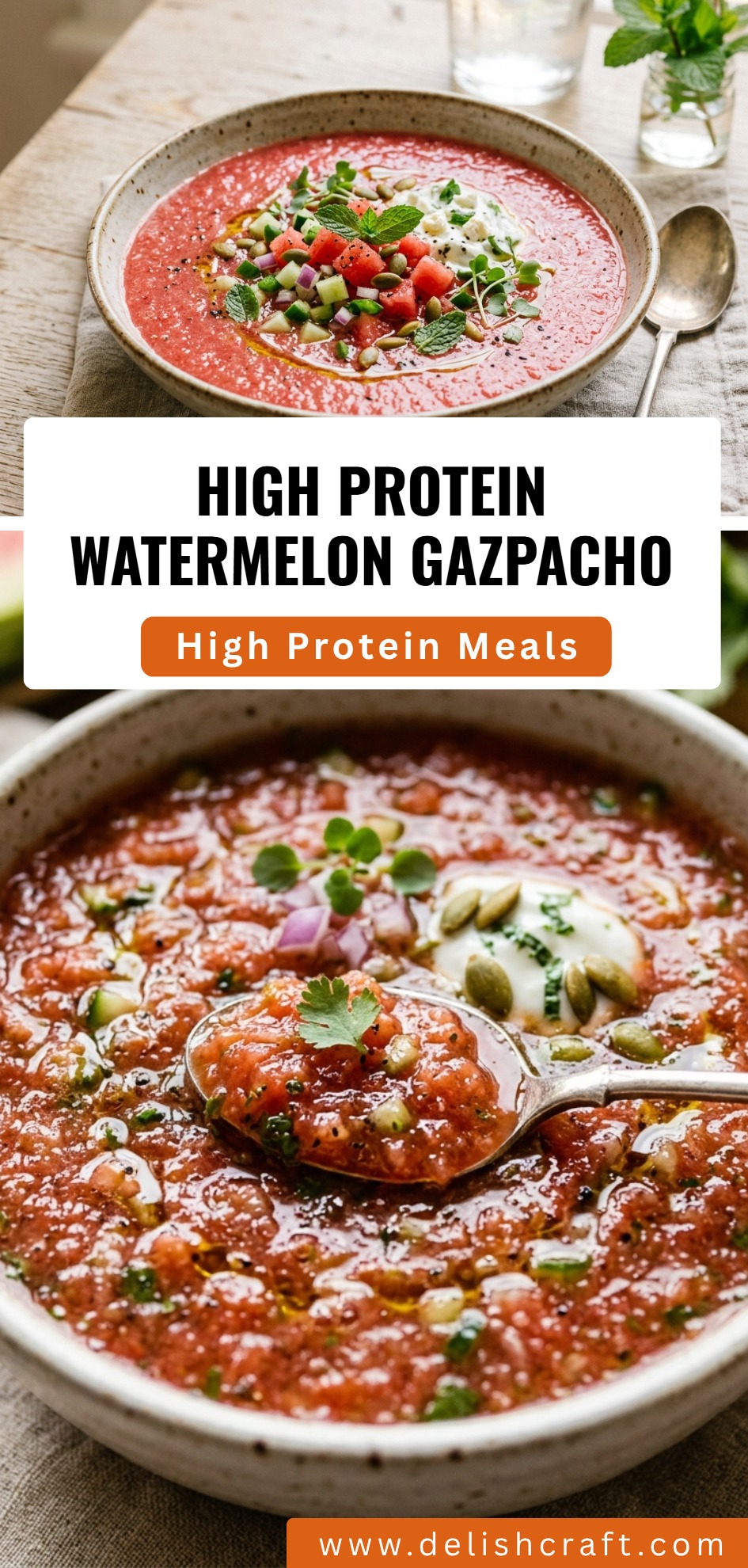 High Protein Watermelon Gazpacho