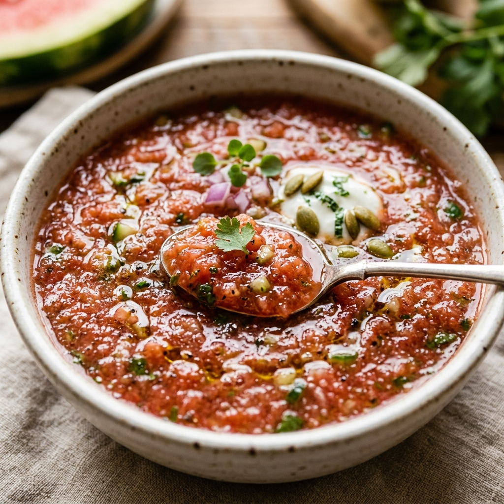High Protein Watermelon Gazpacho