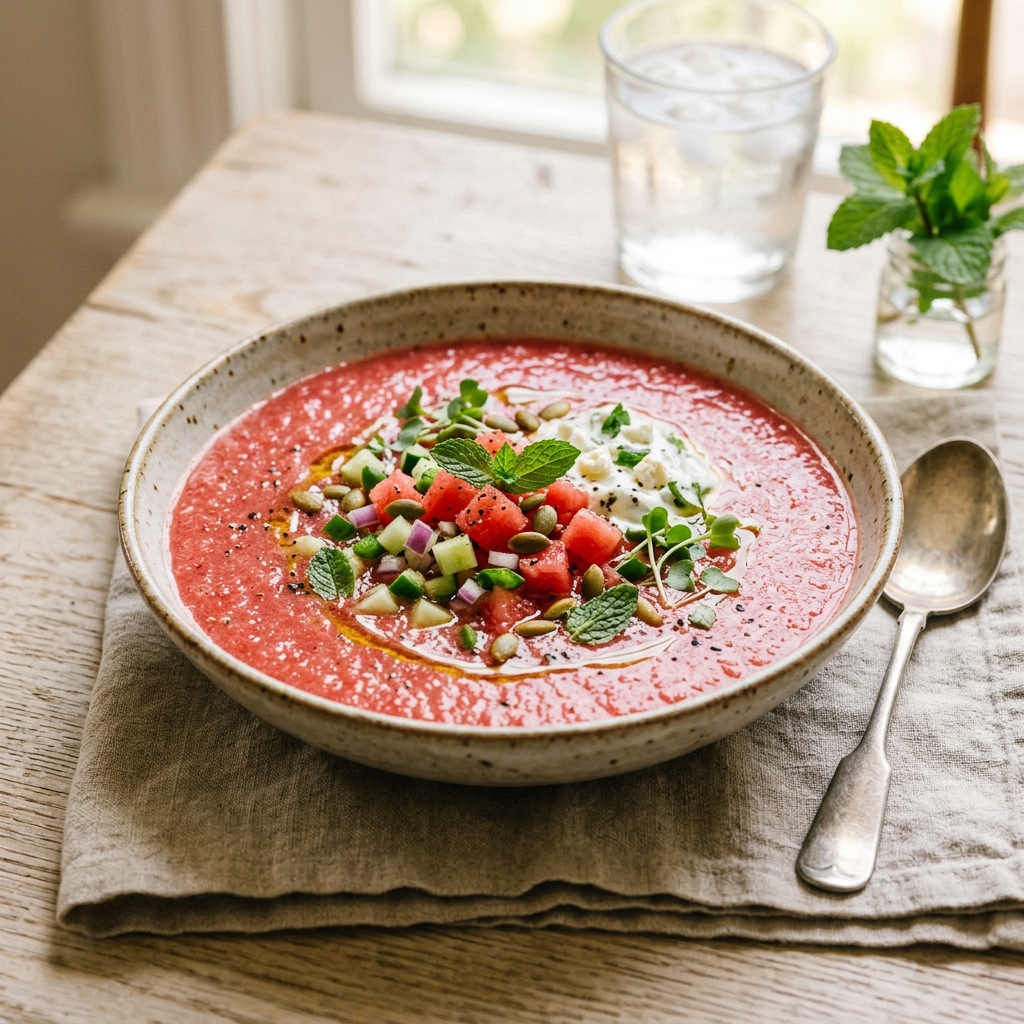 High Protein Watermelon Gazpacho