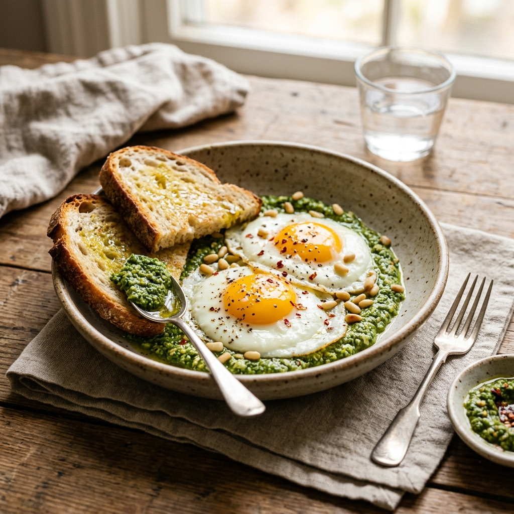 Lazy Girl Pesto Eggs High Protein