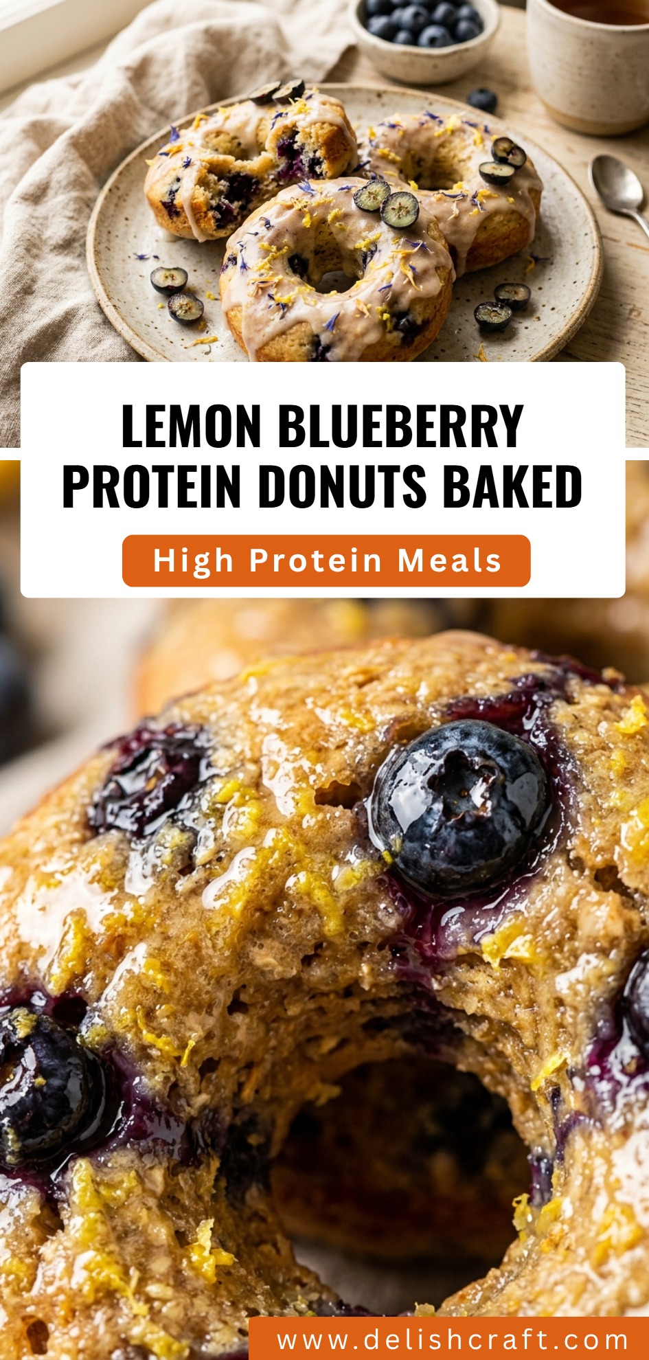Lemon Blueberry Protein Donuts Baked