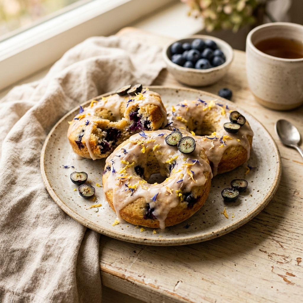 Lemon Blueberry Protein Donuts Baked
