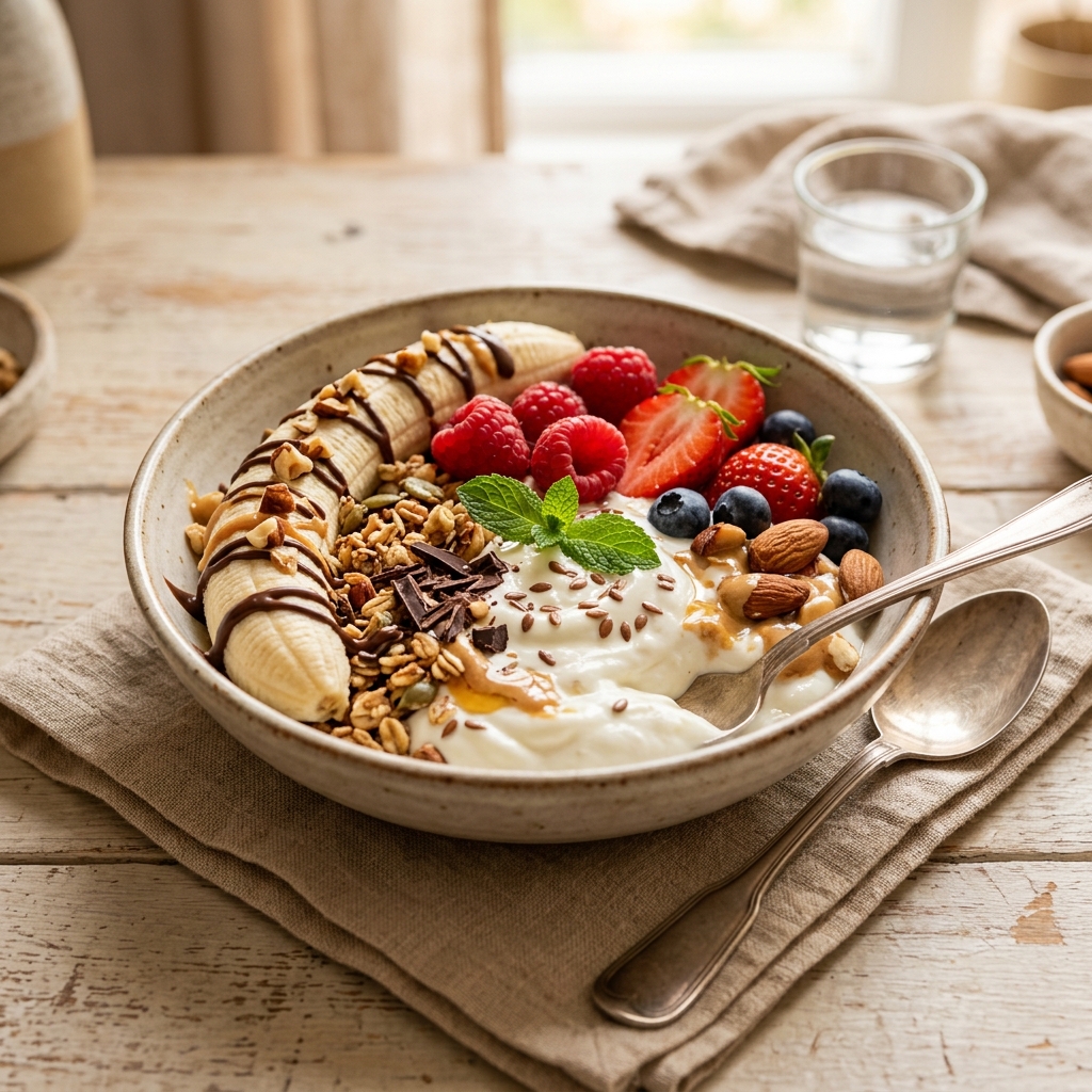 Protein Banana Split Yogurt Bowl