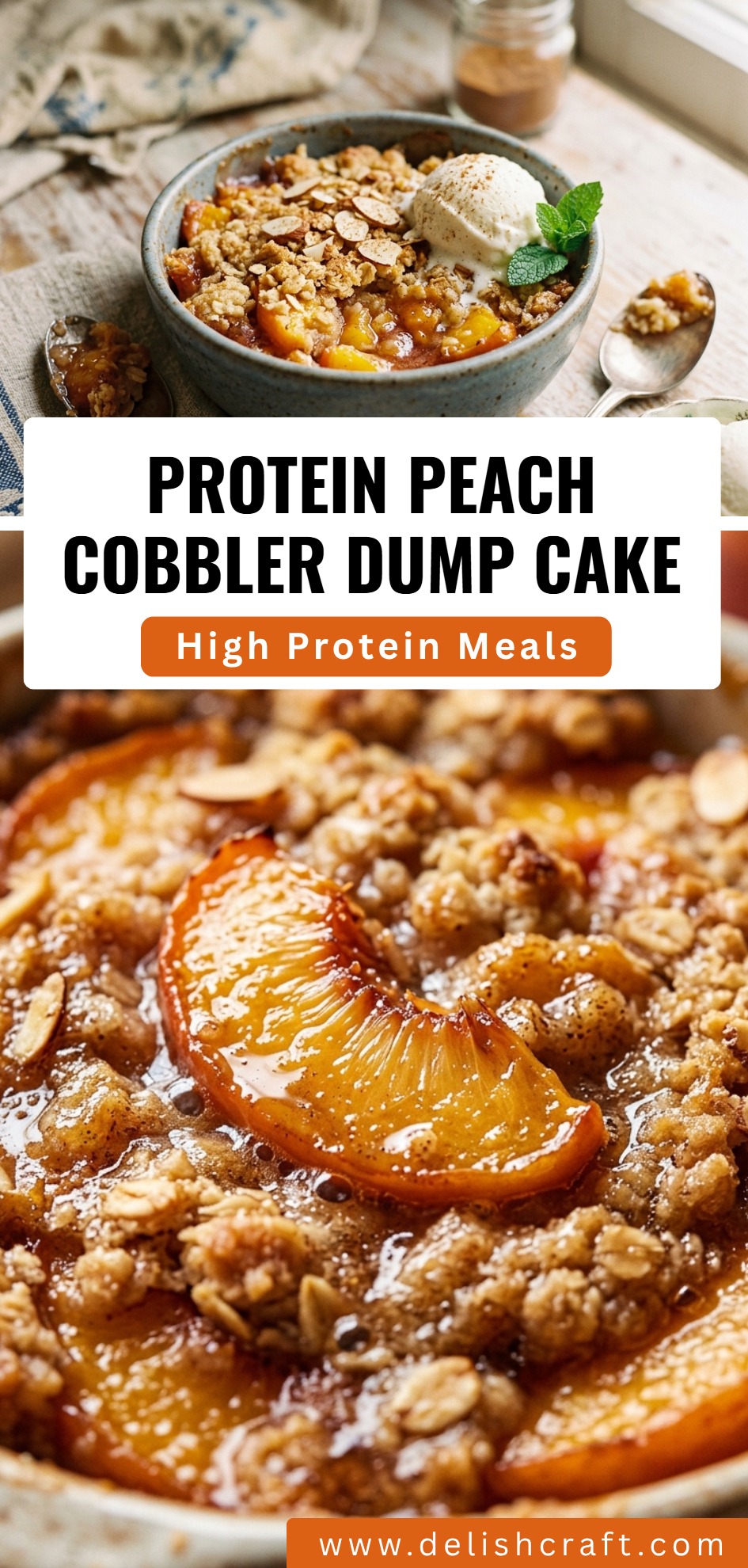Protein Peach Cobbler Dump Cake