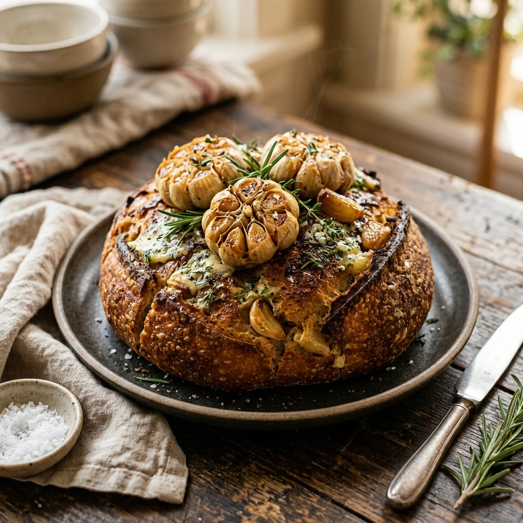Roasted Whole Head Garlic Bread