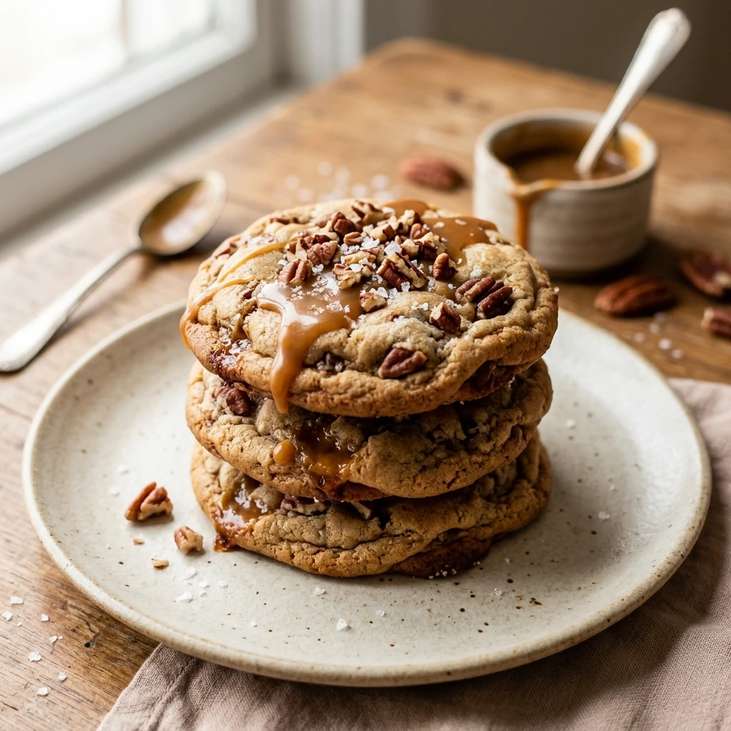 Salted Caramel Pecan Cookies