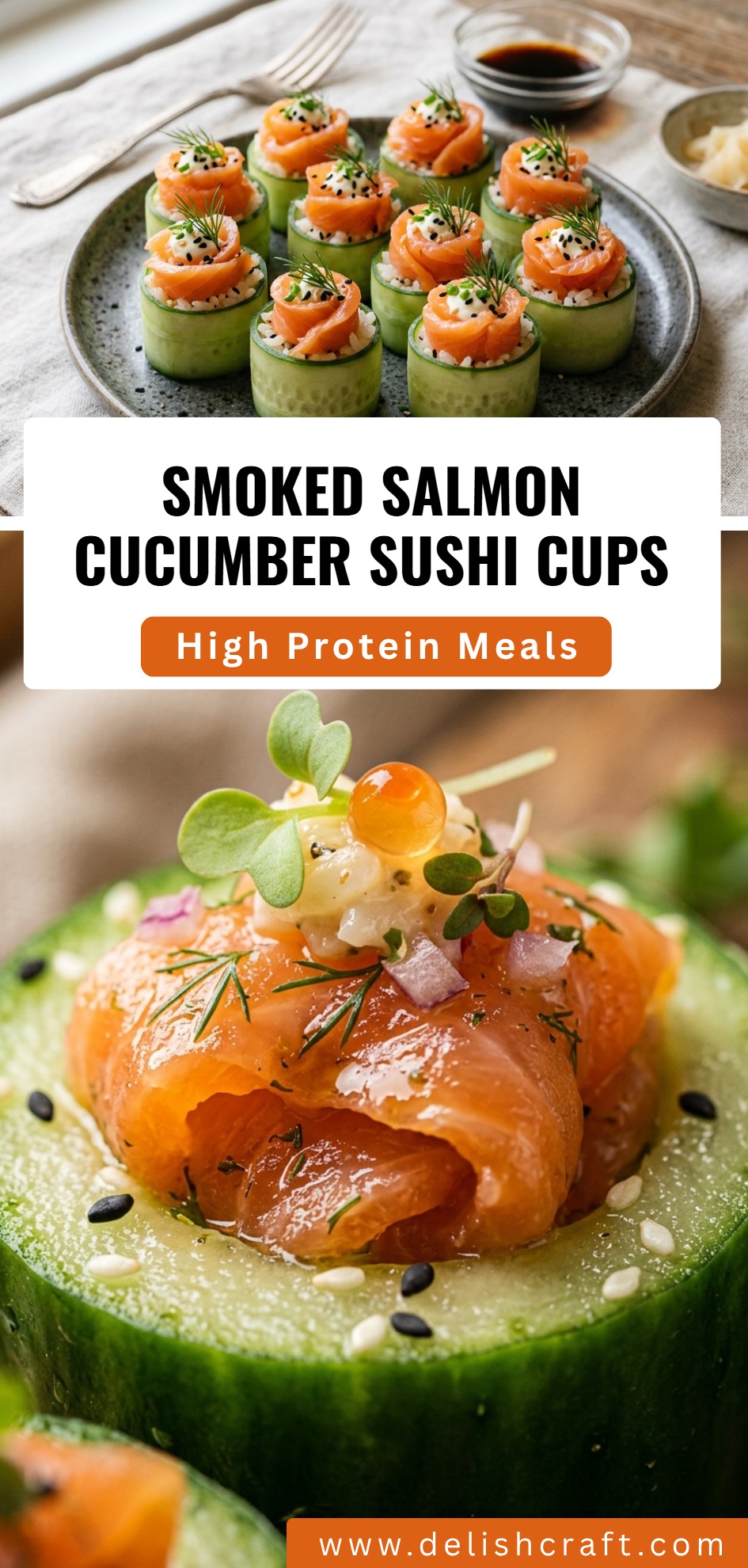 Smoked Salmon Cucumber Sushi Cups