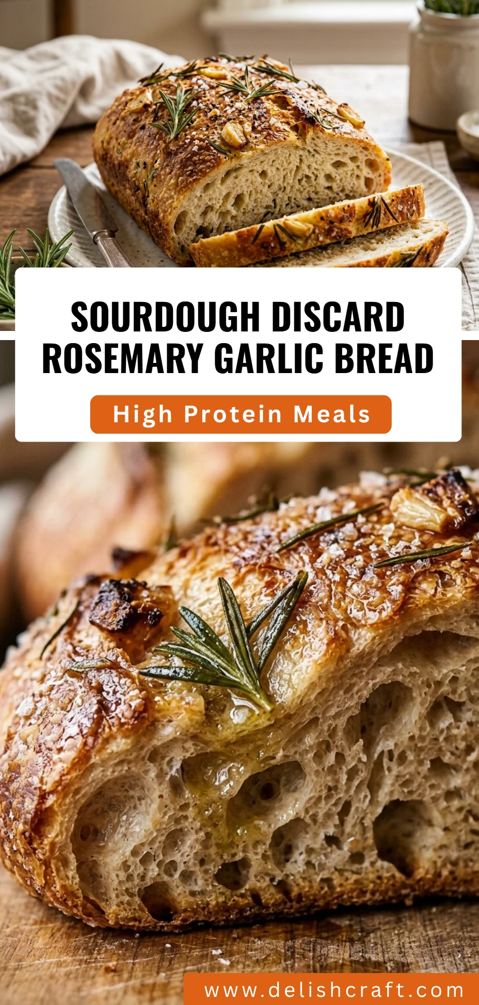 Sourdough Discard Rosemary Garlic Bread