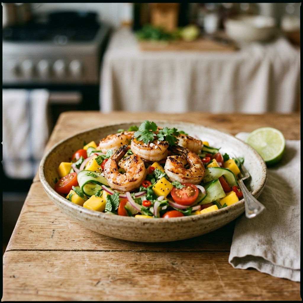 Spicy Mango Cucumber Salad Shrimp
