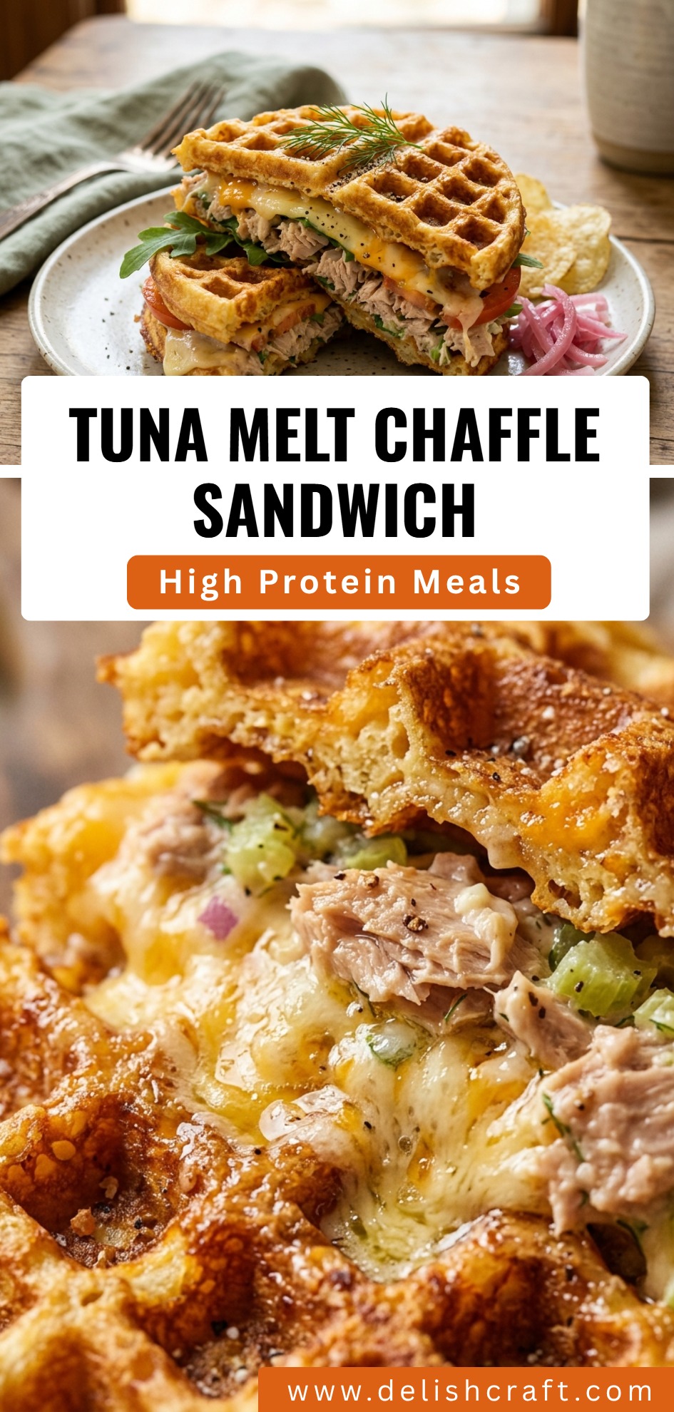 Tuna Melt Chaffle Sandwich