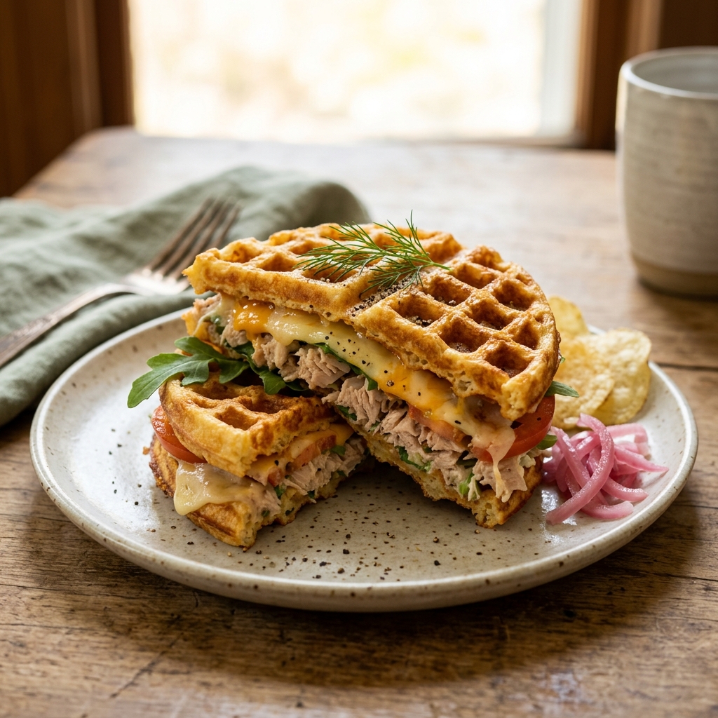 Tuna Melt Chaffle Sandwich