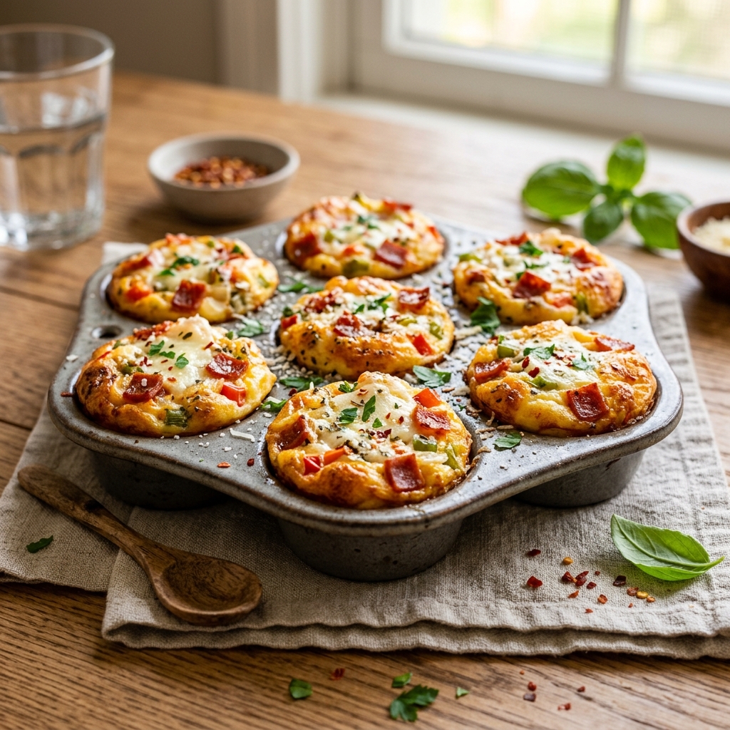 Turkey Pepperoni Pizza Egg Bites